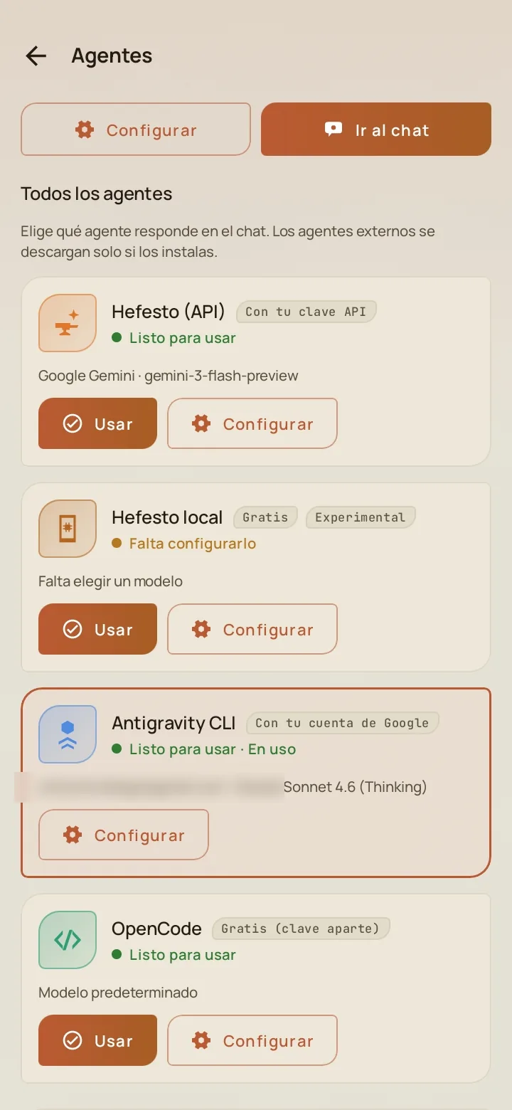 Los agentes de Hefesto