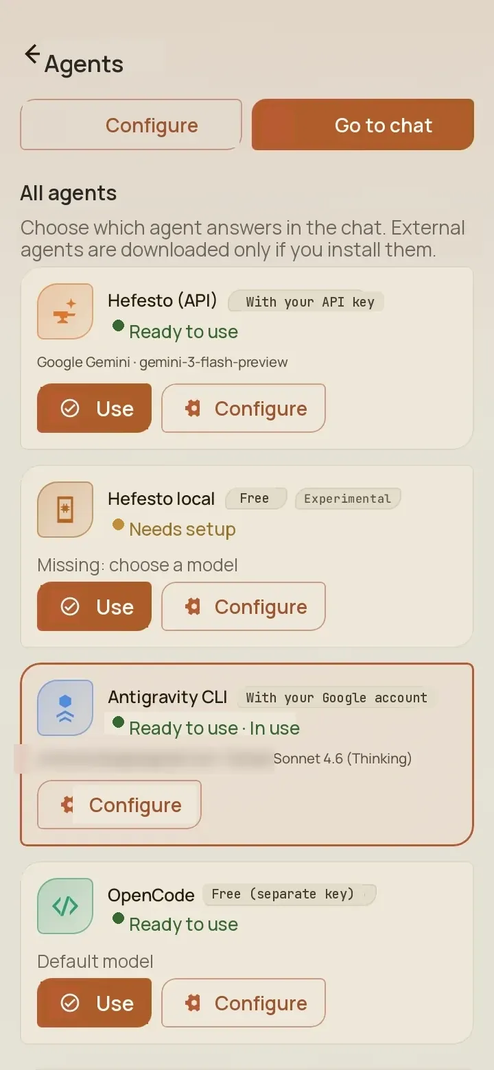 Hefesto's agents