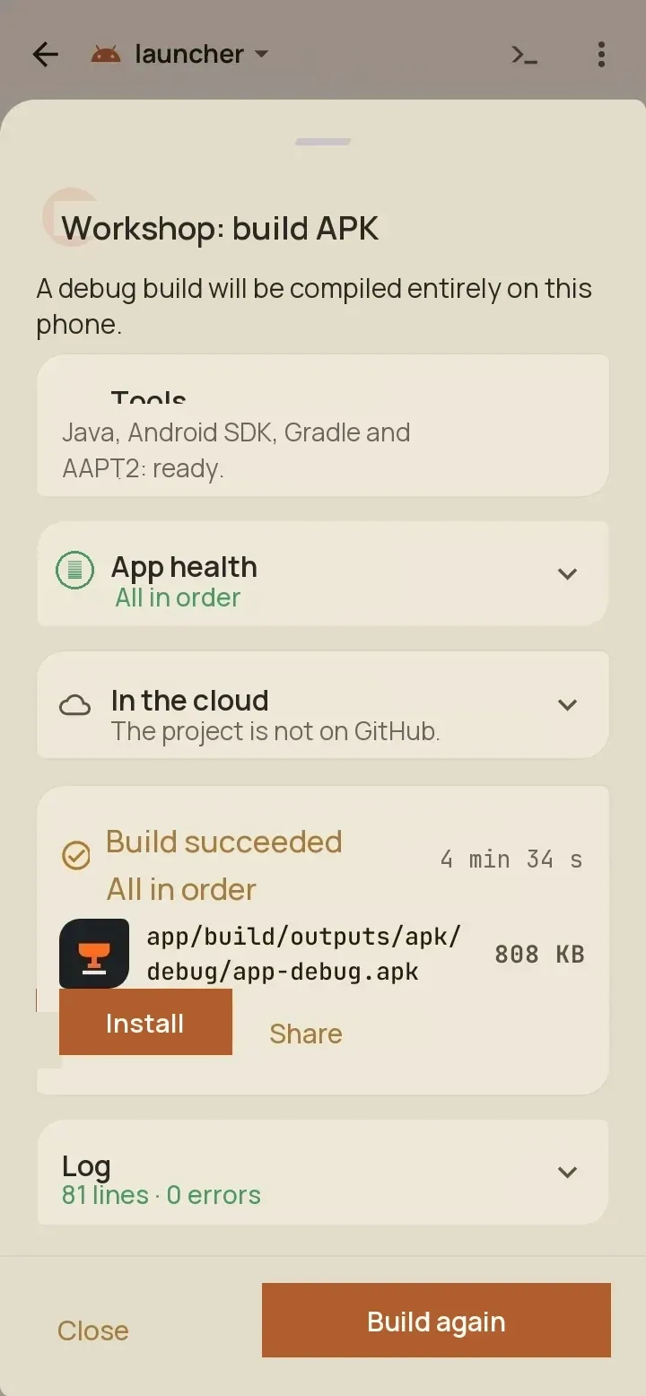 Workshop: build the APK
