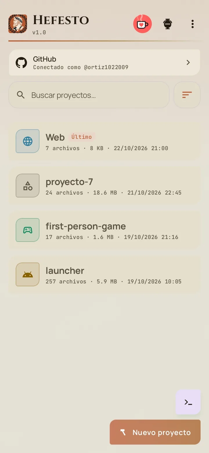 Inicio: tus proyectos
